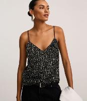 Blusa de Alça com Paetês Metalizados e Decote V - 2