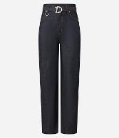 Calça Reta Comfort Cintura Alta em Jeans com Costura Aparente - 1