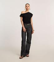 Calça Reta Comfort Cintura Alta em Jeans com Costura Aparente - 2