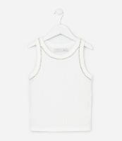 Camiseta Regata Infantil em Ribana com Cava Americana e Aplicação de Brilhos - Tam 5 a 14 Anos - 1