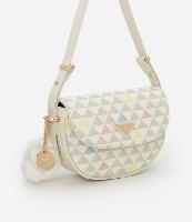 Bolsa Shoulder em PU com Estampa Triângulo - 1