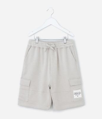 Bermuda Infantil em Moletom com Bolso Cargo - Tam 5 a 14 Anos
