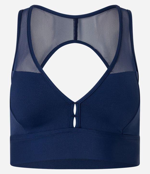 Top Esportivo em Microfibra com Recortes em Tule e Abertura nas Costas - 1