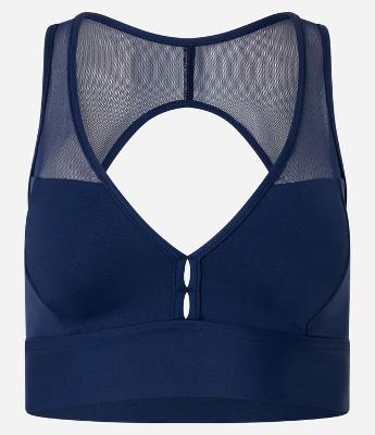 Top Esportivo em Microfibra com Recortes em Tule e Abertura nas Costas