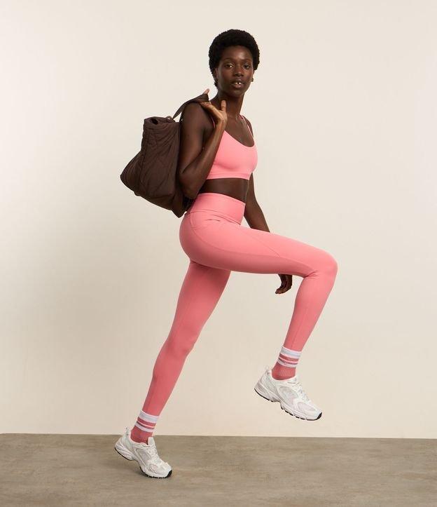Calça Legging Esportiva em Microfibra Pesada com Tiras Elásticas Cruzadas - 2