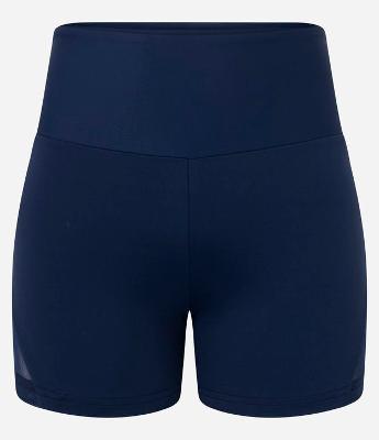 Bermuda Crossfiteira Esportiva em Microfibra com Recortes em Tule e Bolso no Cós