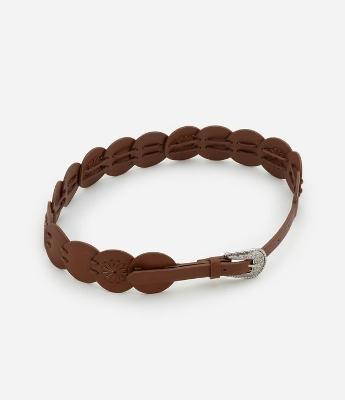 Cinto Western Médio em PU com Discos e Fivela Gravada