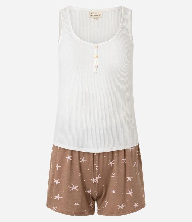 Pijama Short Doll em Viscose Short Estampado de Estrelas do Mar - 1