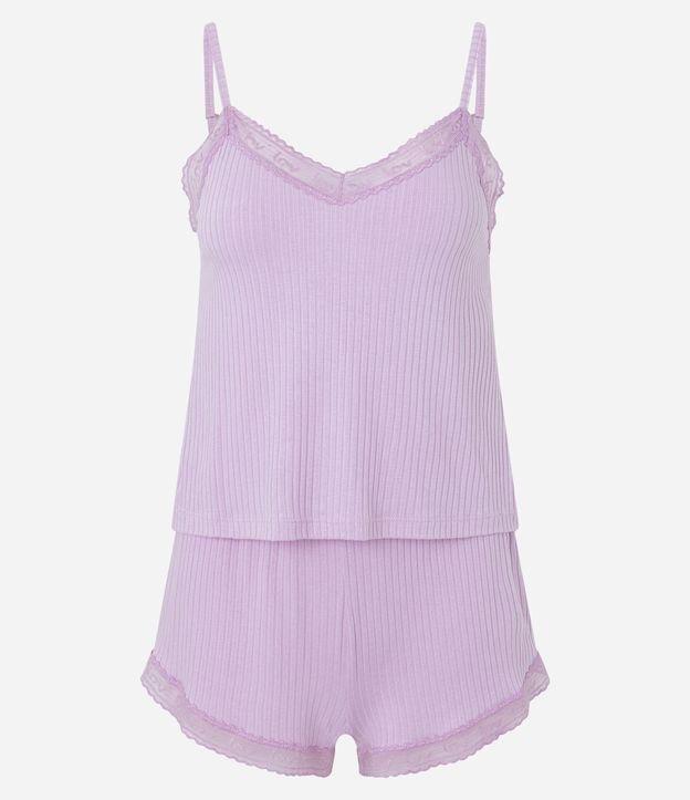 Pijama Short Doll em Ribana com Rendinha Lov - 1