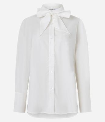 Camisa em Tricoline com Gola Laço e