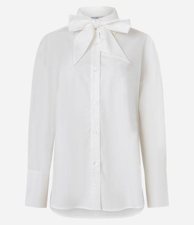 Camisa em Tricoline com Gola Laço e - 1