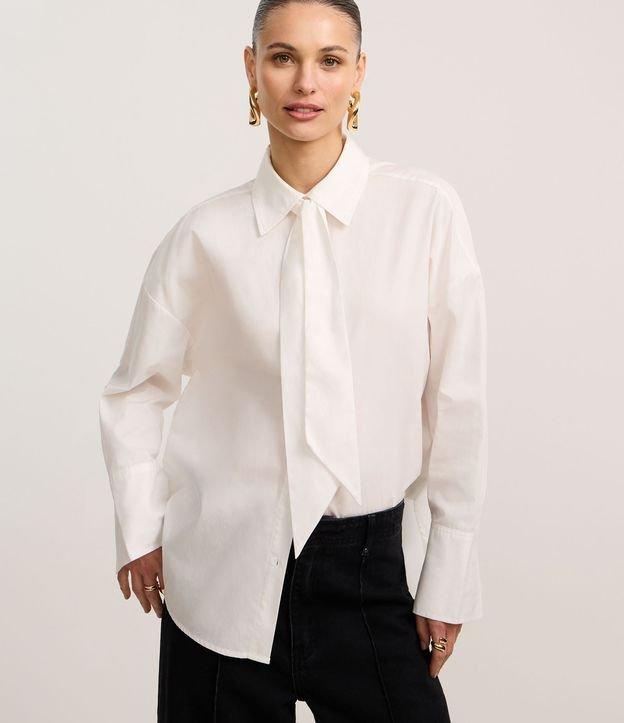 Camisa em Tricoline com Gola Laço e - 2