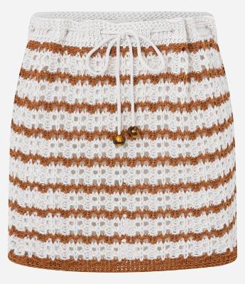 Saída de Praia Saia Crochê com Listras e Amarração