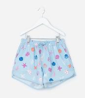 Short Infantil Runner em Microfibra Mini Ícones de Conchas - Tam 5 a 14 Anos - 1