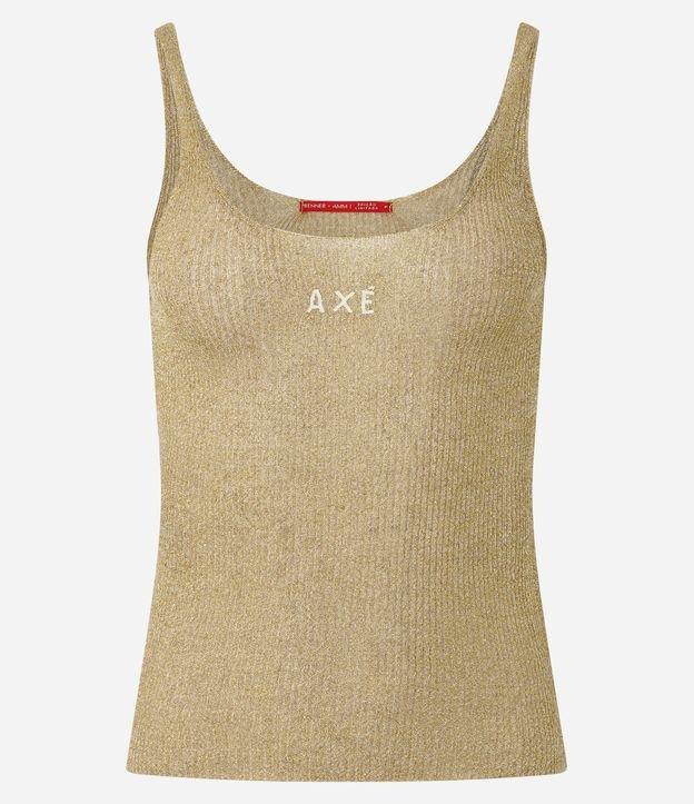 Blusa de Alça em Tricô com Estampa Axé e Efeito Metalizado - 1