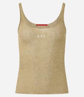 Blusa de Alça em Tricô com Estampa Axé e Efeito Metalizado