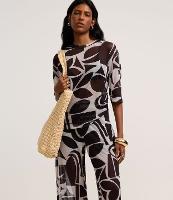 Calça Reta em Tule com Estampa Abstrata - 2