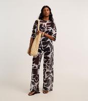 Calça Reta em Tule com Estampa Abstrata - 3