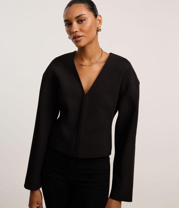 Blazer Acinturado com Decote V e Manga Cocoon - 3