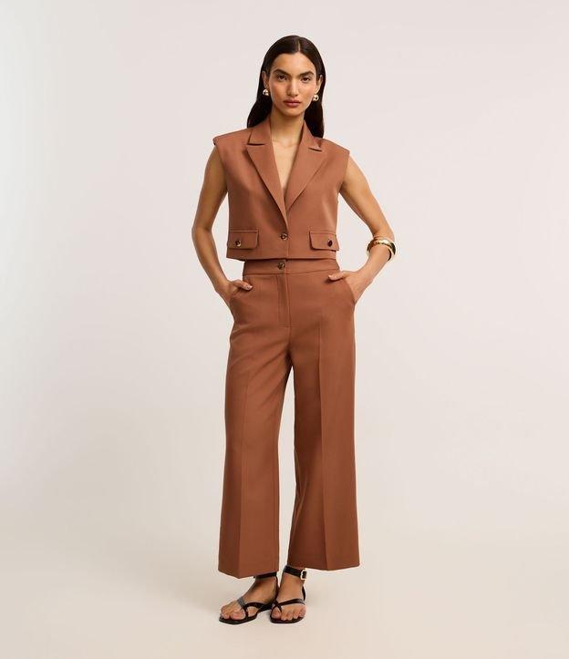 Calça Reta Alfaiatada com Cintura Alta - 1