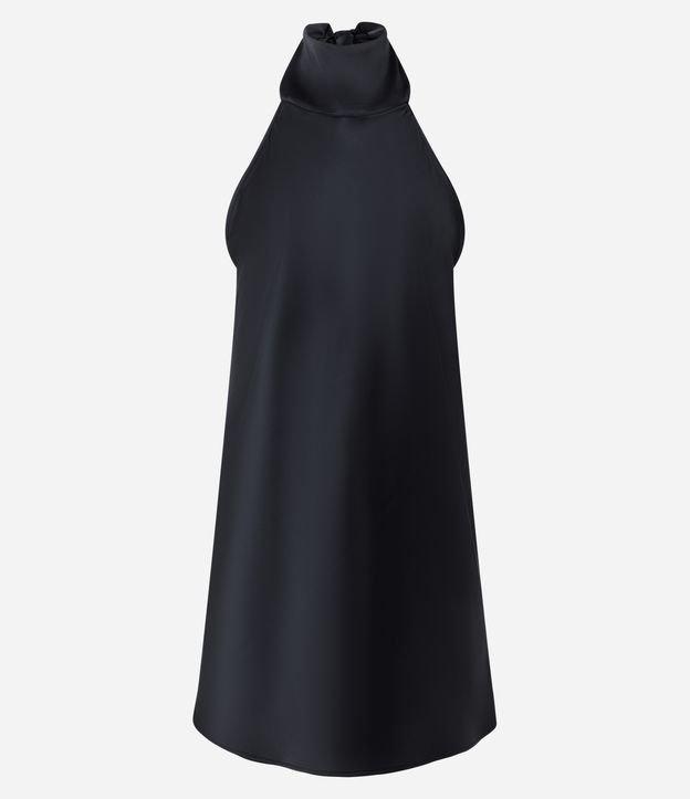 Vestido Curto em Cetim com Decote Halter e Amarração nas Costas - 1