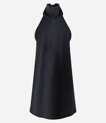 Vestido Curto em Cetim com Decote Halter e Amarração nas Costas