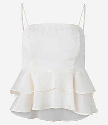 Blusa Peplum de Alça em Chiffon com Babados
