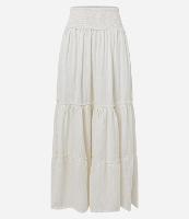 Saia Evasê Texturizada em Crepe com Babados nos Recortes - 1