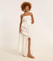 Saia Evasê Texturizada em Crepe com Babados nos Recortes - 2