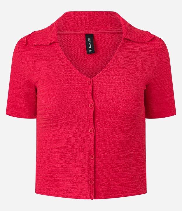 Blusa Polo com Textura e Abotoamento Frontal - 1