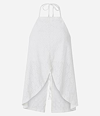 Blusa Sem Manga com Textura e Abertura Frontal