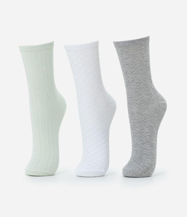 Kit 03 Meias Cano Médio em Algodão Texturizado - 1