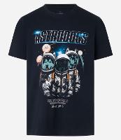 Camiseta Regular em Algodão com Estampa de Cachorros no Espaço e Lettering Astrodogs - 1