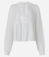 Blusa Bata em Laise com Gola Padre e Bordado Floral - 1