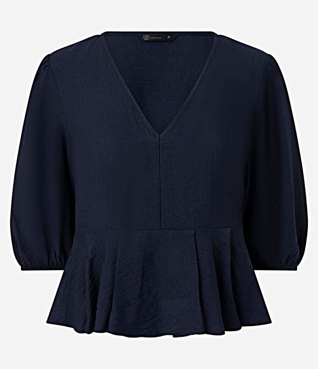 Blusa Peplum em Crepe com Manga 3/4  e Decote V - 1