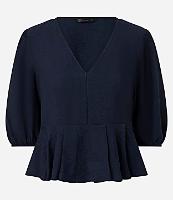 Blusa Peplum em Crepe com Manga 3/4  e Decote V - 1