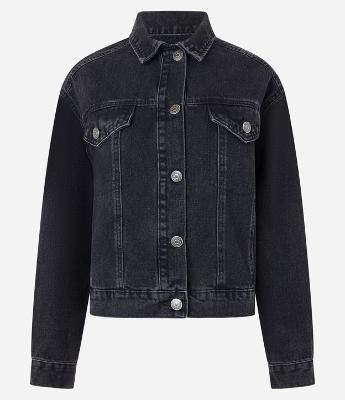 Jaqueta Boxy em Jeans com Bolsos e Recortes