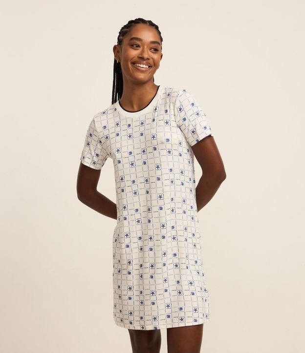 Camisola Curta em Viscose com Estampa de Conchas e Estrelas do Mar - 2