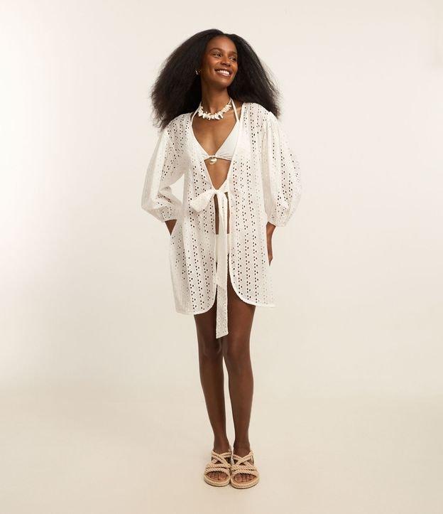 Saída de Praia Bata em Laise com Manga Bufante e Laço Frontal - 2