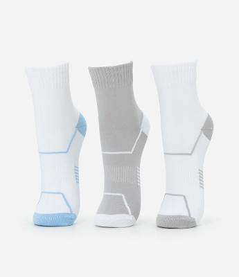 Kit 03 Meias Cano Médio Esportivas em Poliamida com Estampa Geométrica