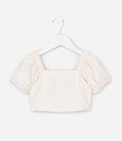 Blusa Cropped Infantil com Textura Floral - Tam 1 a 6 Anos - 1