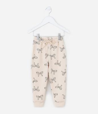 Calça Infantil Jogger com Estampa de Laços - Tam 1 a 6 Anos