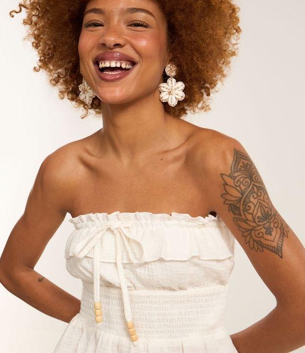 Blusa Tomara que Caia em Crepe com Textura Crinkle com Lastex na Cintura e Babados - 2