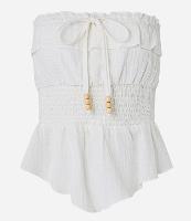 Blusa Tomara que Caia em Crepe com Textura Crinkle com Lastex na Cintura e Babados - 1