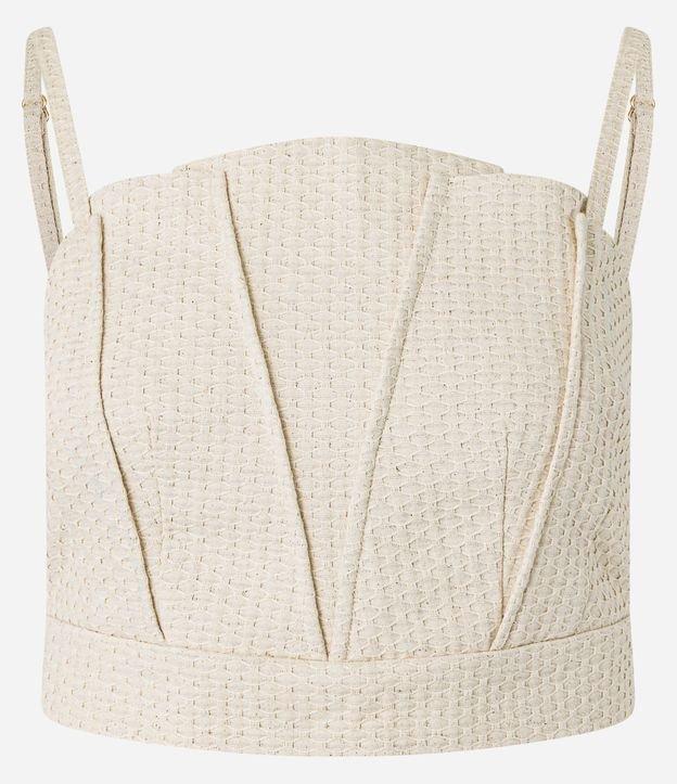 Blusa Cropped de Alça em Algodão e Linho com Textura - 1