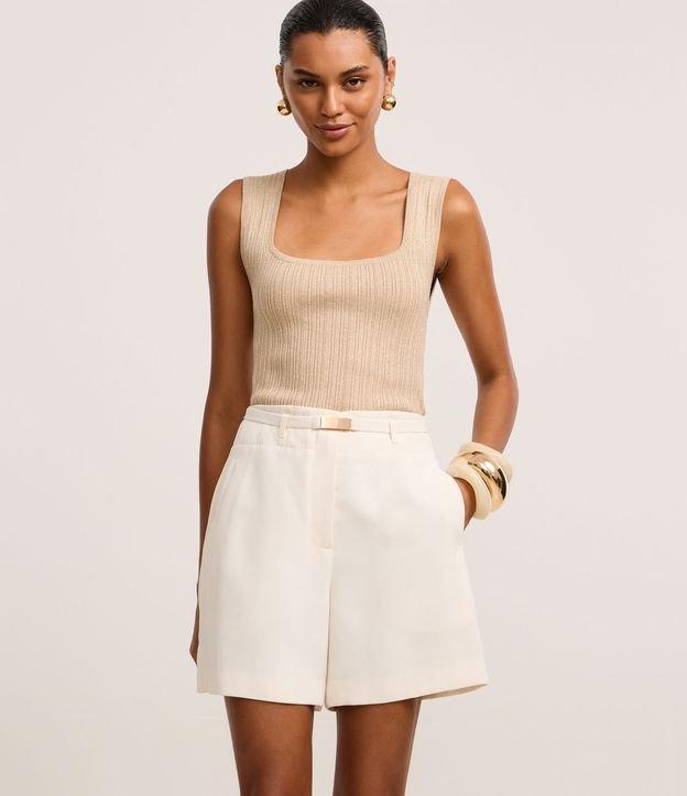 Short Reto Alfaiatado com Cinto Elástico Afivelado - 2