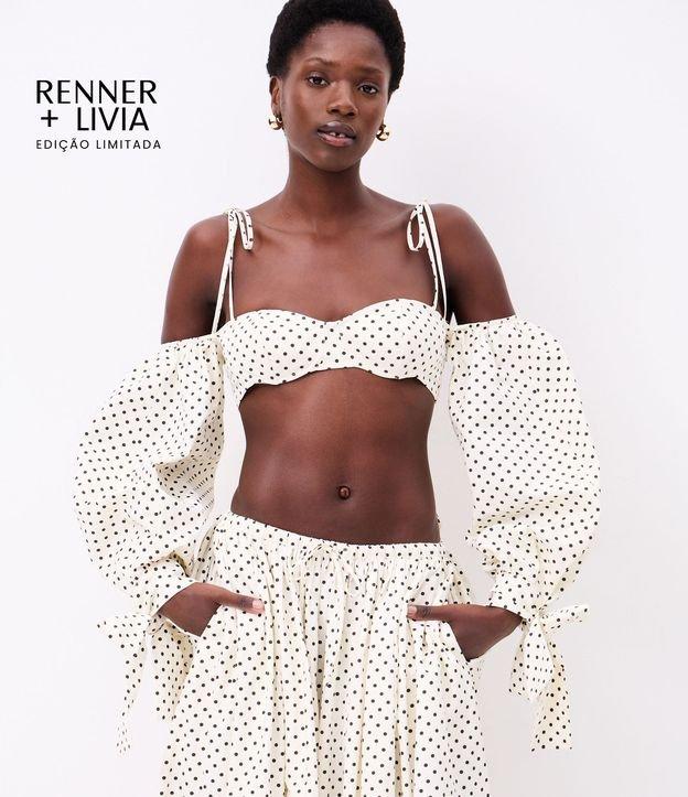 Top de Manga em Tricoline Poá com Amarração Laço - 1