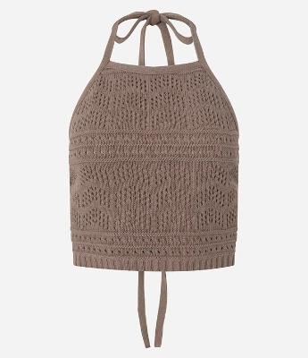 Blusa Frente Única em Tricô com Mix de Pontos e Amarração