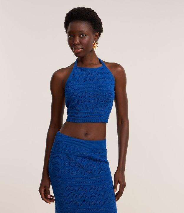 Blusa Frente Única em Tricô com Mix de Pontos e Amarração - 2