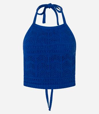 Blusa Frente Única em Tricô com Mix de Pontos e Amarração